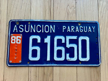 1986. Asuncion Paraguay License Plate