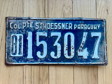 1981 Colpte Stroessner Paraguay License Plate