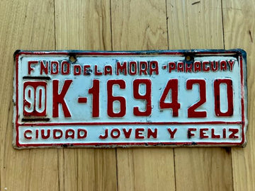 1990 Fndo De La Mora Paraguay License Plate