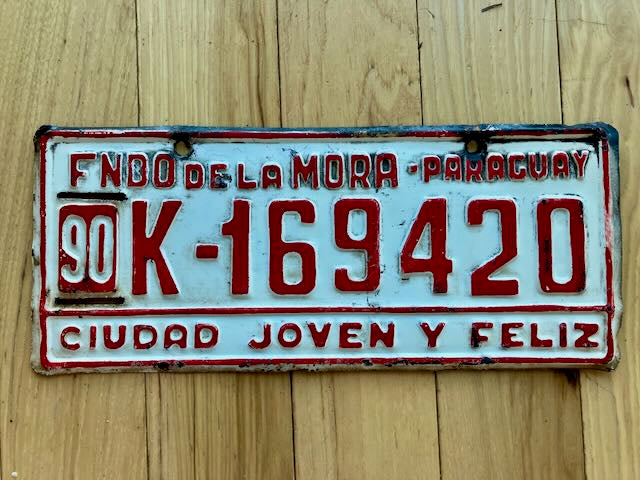 1990 Fndo De La Mora Paraguay License Plate