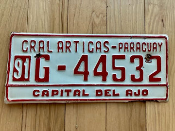 1991 Gral Artigas Paraguay License Plate