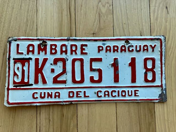 1991 Lambare Paraguay License Plate