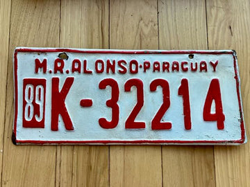 1989 M.R. Alonso Paraguay License Plate - Likely Repaint