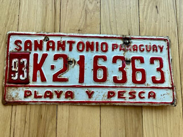 1993 San Antonio Paraguay License Plate