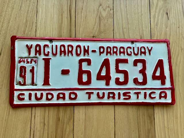1991 Yaguaron Paraguay License Plate - Possible Repaint