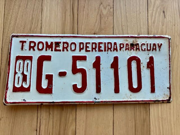 1989 T Romero Pereira Paraguay License Plate