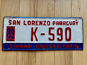 1989 San Lorenzo Paraguay License Plate - Likely Repaint
