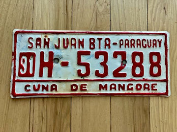 1991 Paraguay License Plate -Possible Repaint