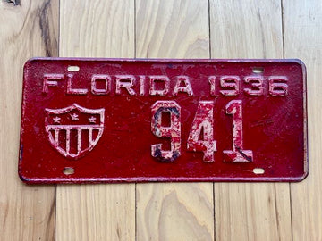 1936 Florida Army License Plate