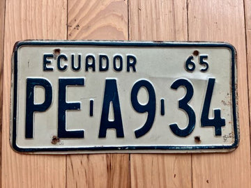 1965 Ecuador License Plate