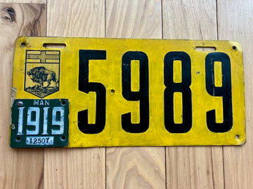 1919 Manitoba License Plate