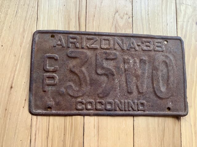 1938 Arizona Coconino County License Plate
