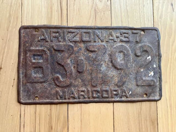 1937 Arizona Maricopa County License Plate