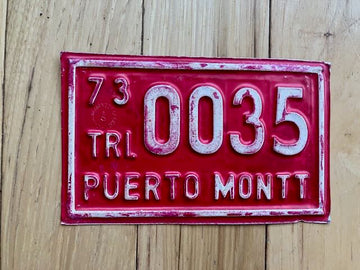 1973 Chile Puerto Monti Tricycle License Plate