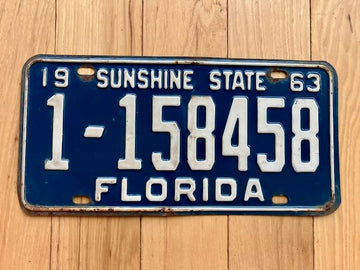 1963 Florida Dade County License Plate