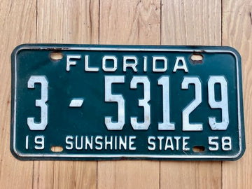 1958 Florida Hillsborough County License Plate
