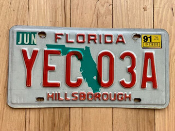 1991 Florida Hillsborough County License Plate
