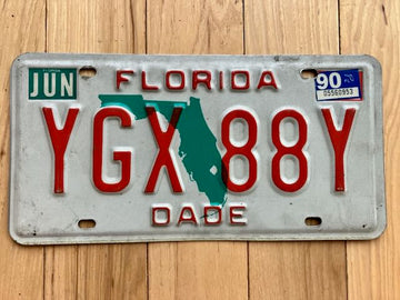 1990 Florida Dade County License Plate