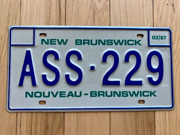 1987 New Brunswick License Plate -Error Plate (ASS-229)