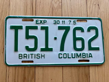 1975 British Columbia Truck License Plate