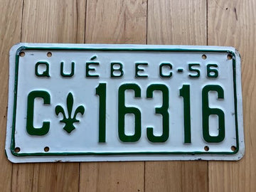 1956 Quebec License Plate