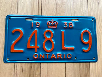 1938 Ontario License Plate - Repainted