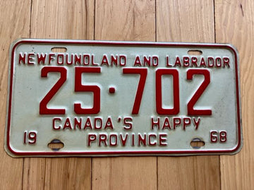 1968 Newfoundland and Labrador License Plate