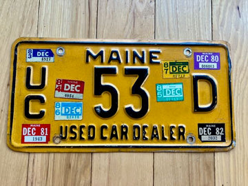 1980s Maine License Plate- Lots of Stickers