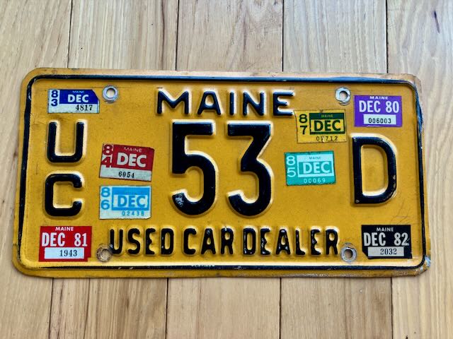1980s Maine License Plate- Lots of Stickers