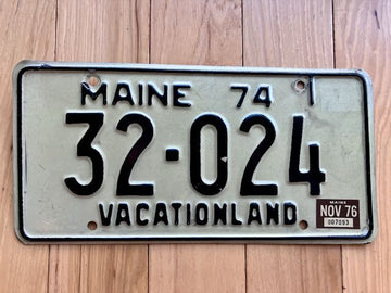 1974 Maine License Plate W/ 1976 Tab