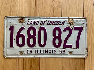 1958 Illinois License Plate