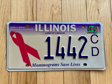 2004 Illinois Pink Ribbon License Plate