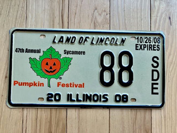 2008 Illinois Pumpkin Festival Souvenir License Plate