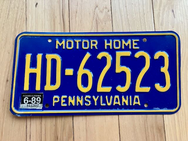 1989 Pennsylvania Motor Home License Plate