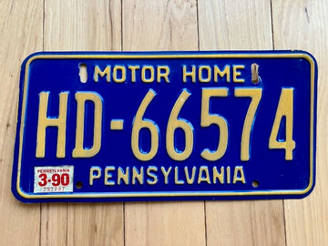 1990 Pennsylvania Motor Home License Plate