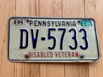 1984 Pennsylvania Disabled Veteran License Plate