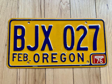 1976 Oregon License Plate