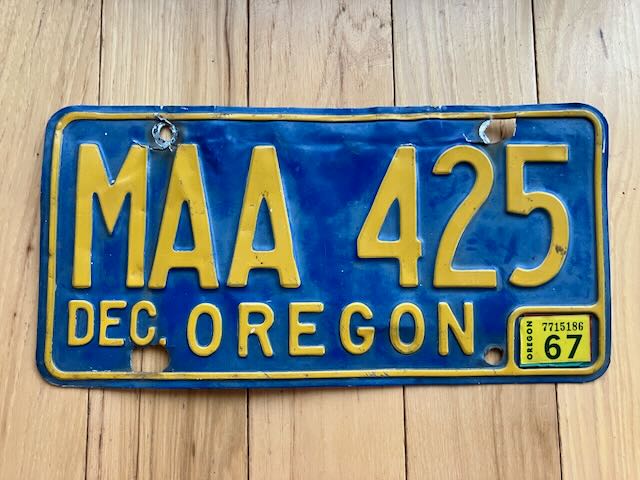 1967 Oregon License Plate