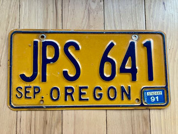 1991 Oregon License Plate