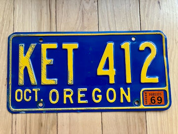 1969 Oregon License Plate