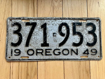 1949 Oregon License Plate