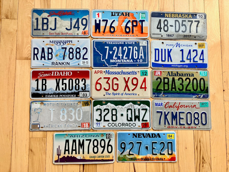 Gift Set of 14 License Plates in Craft Condition