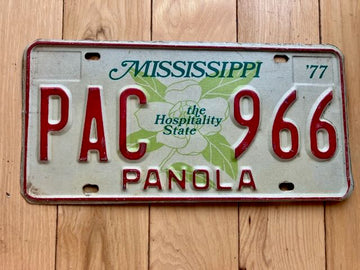 1977 Mississippi Panola County License Plate