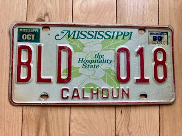 1980 Mississippi Calhoun County License Plate