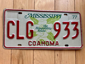 1977 Mississippi Coahoma County License Plate