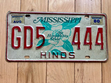 1980 Mississippi Hinds County License Plate