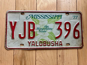 1977 Mississippi Yalobusha County License Plate