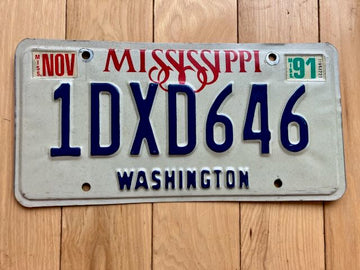 1991 Mississippi Washington County License Plate