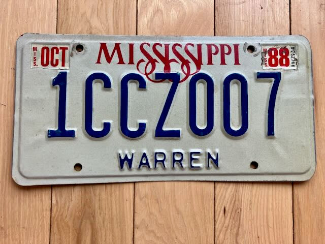 1988 Mississippi Warren County License Plate