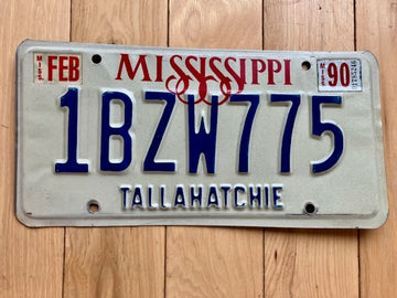 1990 Mississippi Tallahatchie County License Plate
